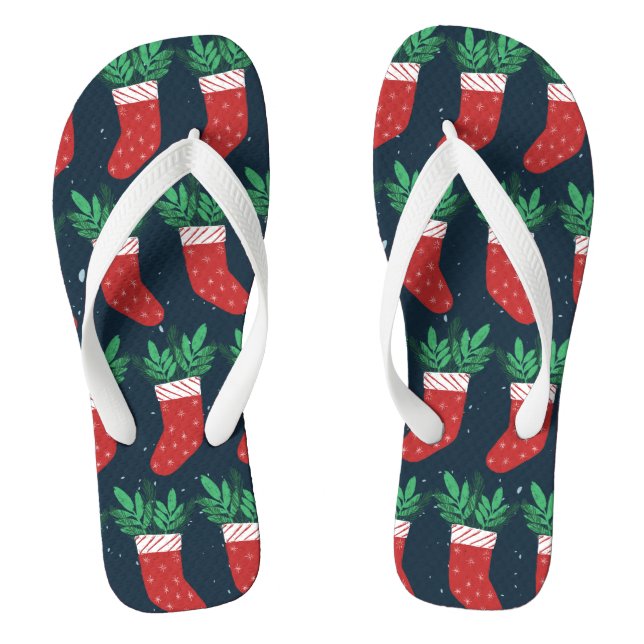 Festive Christmas Stockings with Leaves Thongs (Footbed)