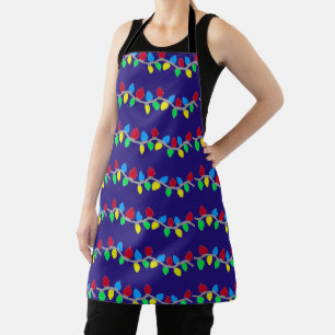 Festive Christmas String Lights on Blue Apron