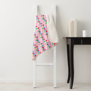 Festive Christmas String Lights on Pink Sherpa Blanket