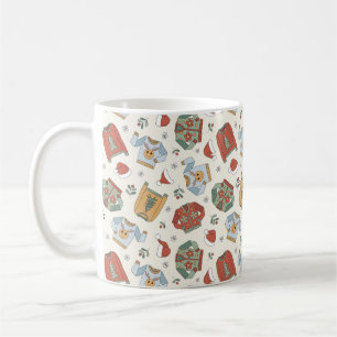 Festive Christmas Sweaters and Hats Pattern Coffee Mug