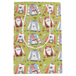 Festive Christmas Sweaters and Stockings Medium Gift Bag