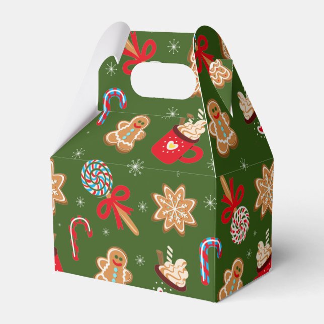 festive Christmas sweet treats tiled  Favour Box (Front Side)