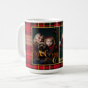  Festive Christmas Tartan Plaid Family Photo Coffee Mug
