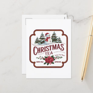Festive Christmas tea add message Holiday Postcard