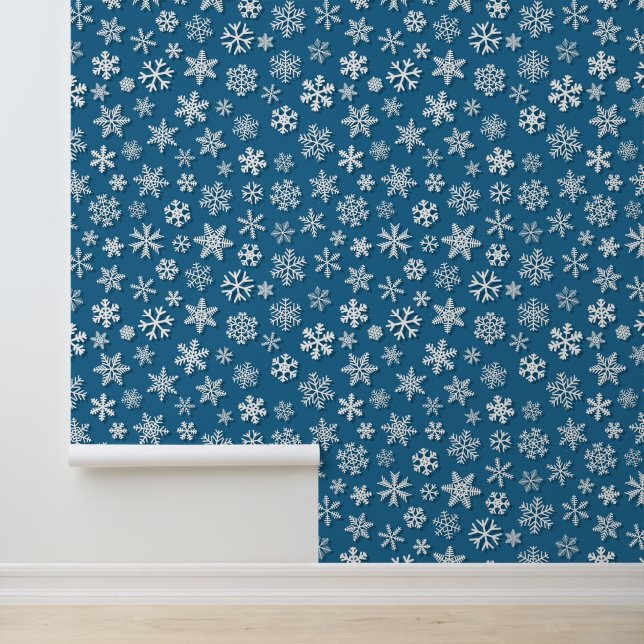 Festive Christmas teal white snowflake pattern  Wallpaper (Application)
