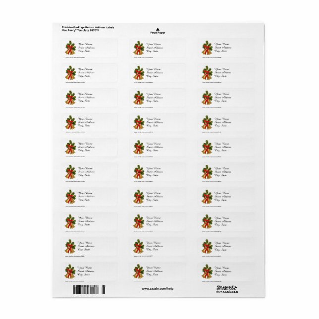 Festive Christmas template, Return Address Label (Full Sheet)