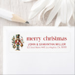 Festive Christmas Theme Nutcracker  Return Address Label<br><div class="desc">This festive holiday gift tag design showcases a colourful Christmas Nutcracker and elegant "Merry Christmas" red retro typography on white.</div>