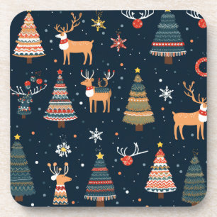 Festive Christmas Theme Pattern Coaster