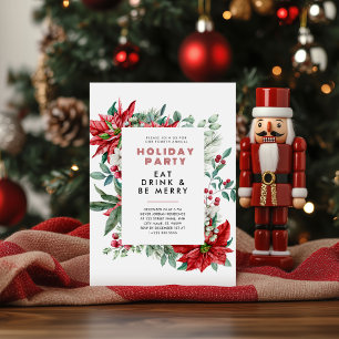 Festive Christmas Theme Poinsettia Frame Party Invitation