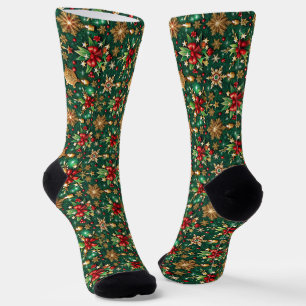 Festive Christmas theme seamless pattern Socks
