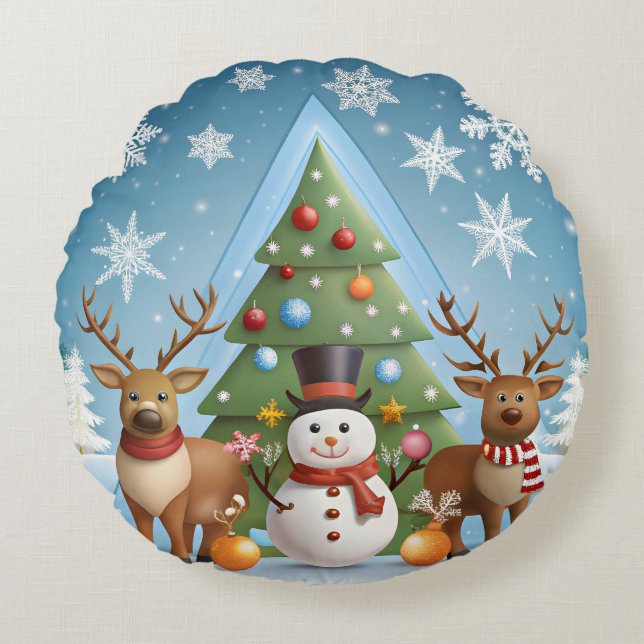 Festive Christmas Throw Pillow Cover - Snowflake,  (Front)