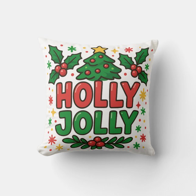 Festive Christmas Throw Pillow  Holiday Decorative (Front)