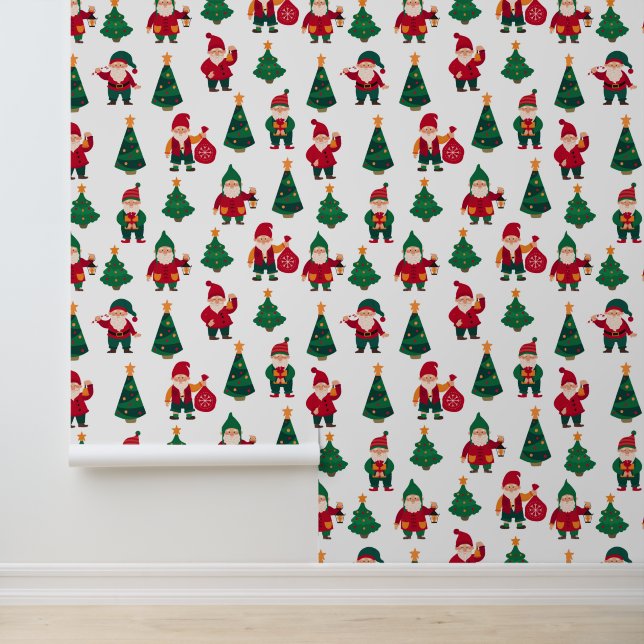 Festive Christmas tiled gnomes Holiday  Wallpaper (Application)