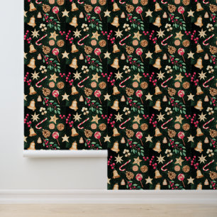 Festive Christmas tiled mixed pattern Wallpaper