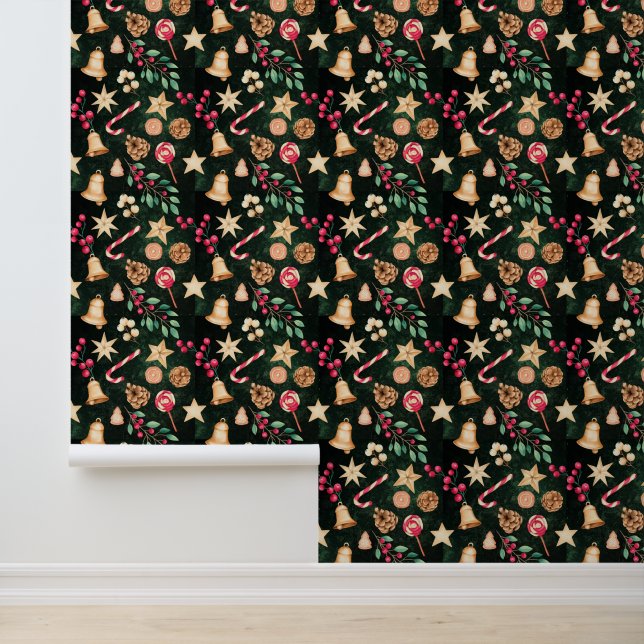 Festive Christmas tiled mixed pattern Wallpaper (Application)