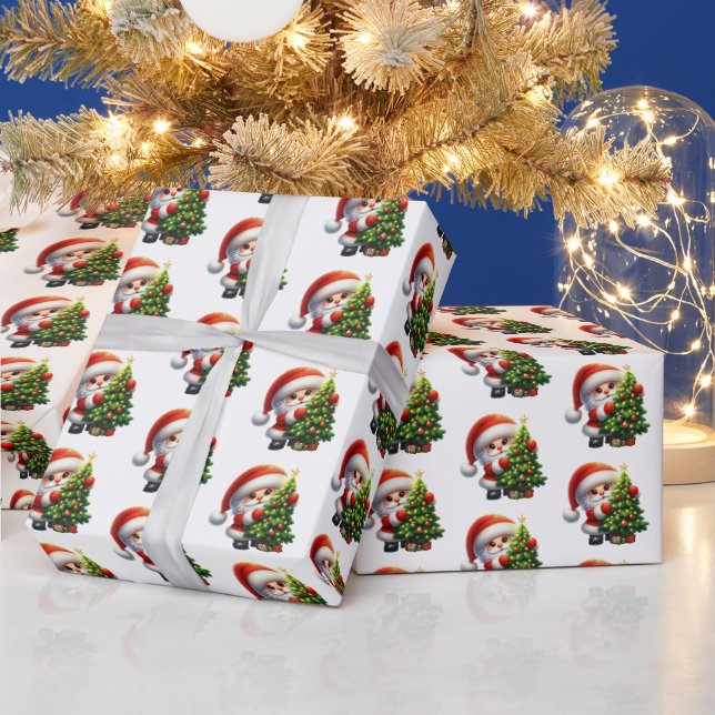 Festive Christmas tiled pattern Santa  Wrapping Paper (Holidays)