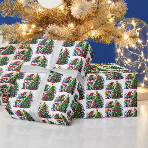Festive Christmas tiled unicorn Wrapping Paper