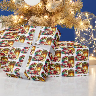Festive Christmas tiled unicorn Wrapping Paper