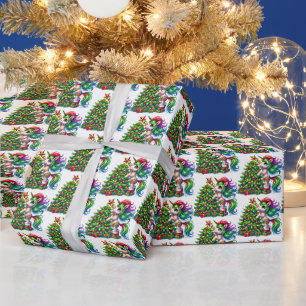 Festive Christmas tiled unicorn Wrapping Paper