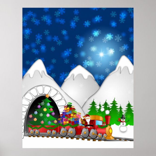 Festive Christmas Train Poster (Front)