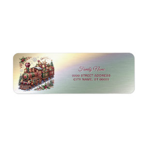 Festive Christmas Train Return Address Label