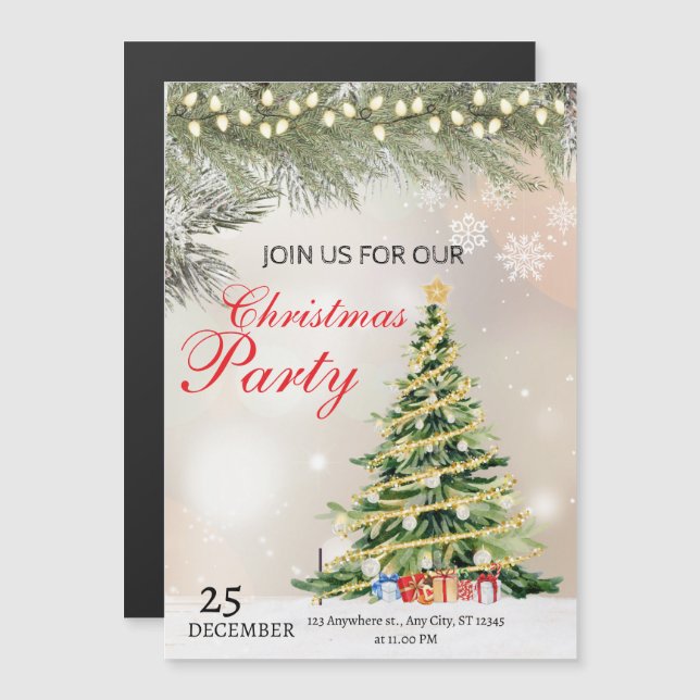 Festive Christmas Tree Card Invitation (Front/Back)
