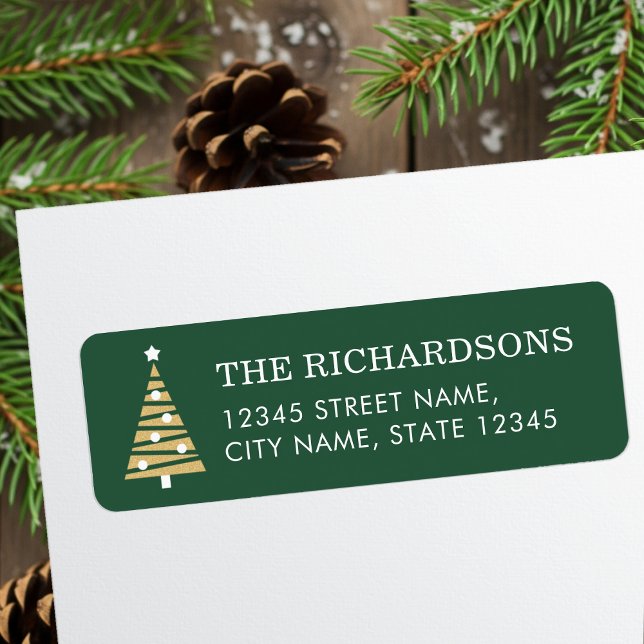 Festive Christmas Tree Dark Green Return Address Label (Creator Uploaded)