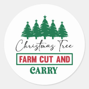 Festive Christmas tree farm Classic Round Sticker