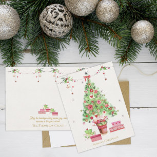 Festive Christmas Tree & Gifts Corporate Holiday Postcard