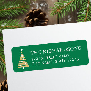 Festive Christmas Tree Green Return Address Label