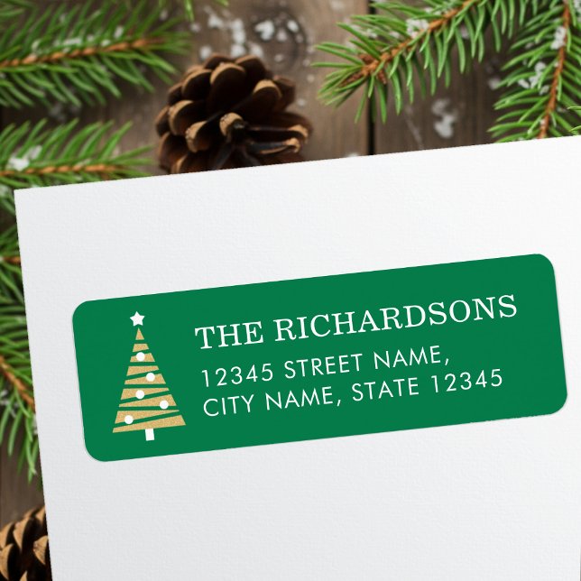 Festive Christmas Tree Green Return Address Label (Creator Uploaded)