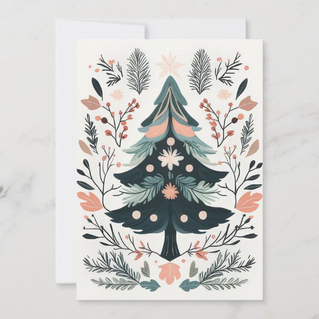 Festive Christmas Tree Greeting Card (Front)
