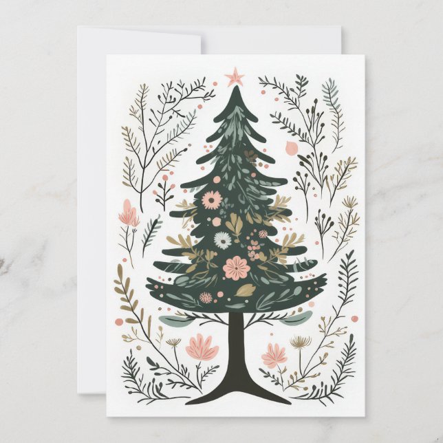Festive Christmas Tree Greeting Card (Front)