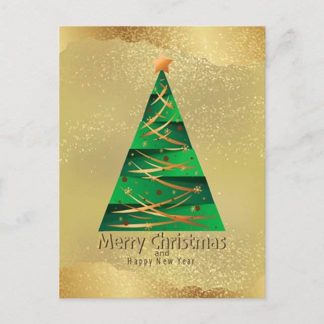 Festive Christmas Tree Greeting Postcard (Front)