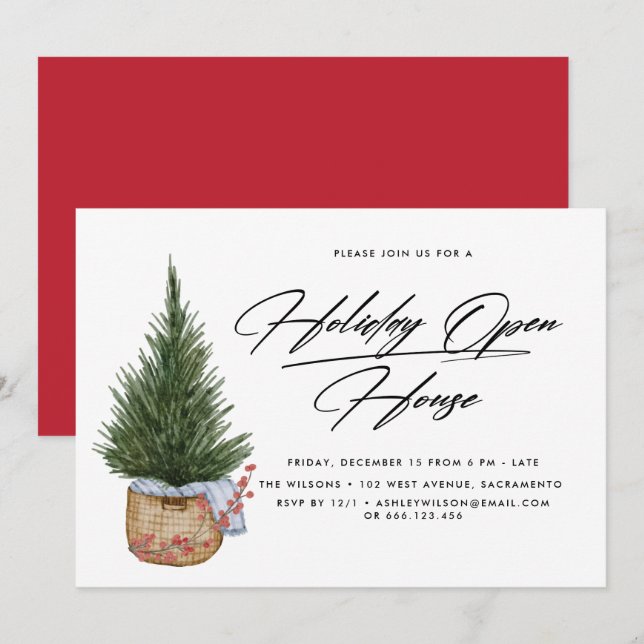 Festive Christmas Tree | Holiday Open House Invitation (Front/Back)
