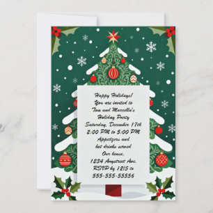 Festive Christmas Tree Holiday Party Invitation