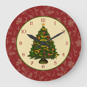 Festive Christmas Tree Large Clock