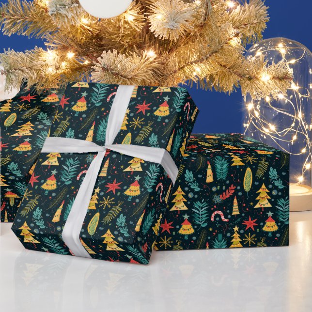 Festive Christmas Tree Pattern - Joyful Holiday Wrapping Paper (Holidays)