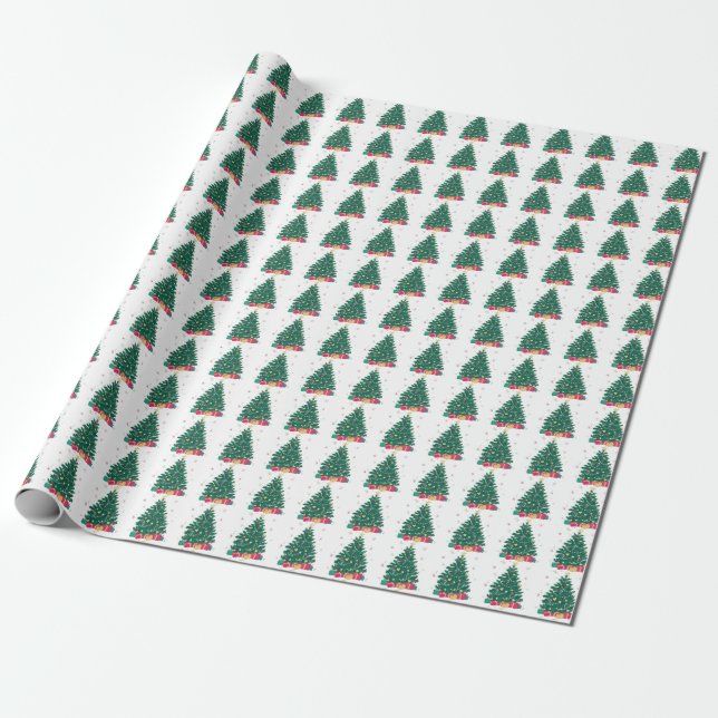 Festive Christmas Tree & presents  Wrapping Paper (Unrolled)
