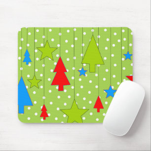 Festive Christmas Tree Print Mouse Pad