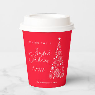 Festive Christmas Tree Red Paper Cups