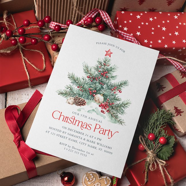 Festive Christmas Tree Red Retro Typography Thank You Card (Creator Uploaded)