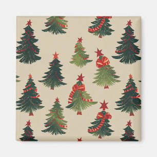 Festive Christmas Tree Repeating Pattern Magnet