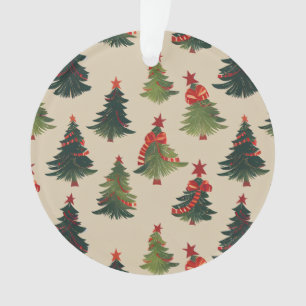 Festive Christmas Tree Repeating Pattern Ornament