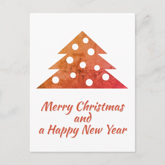 Festive Christmas Tree Script Happy Merry Holiday Postcard (Front)