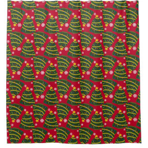 Festive Christmas Tree Shower Curtain