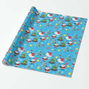 Festive Christmas Tree sky blue Wrapping Paper