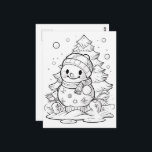 festive Christmas tree snowman kid colouring  Postcard<br><div class="desc">festive Christmas tree snowman kid colouring Postcard</div>