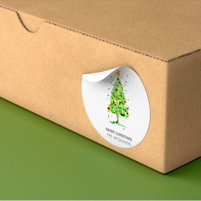 Festive Christmas Tree Watercolor Square Sticker (Creator Uploaded)