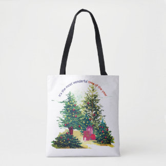 Festive Christmas tree with gifts Tote Bag